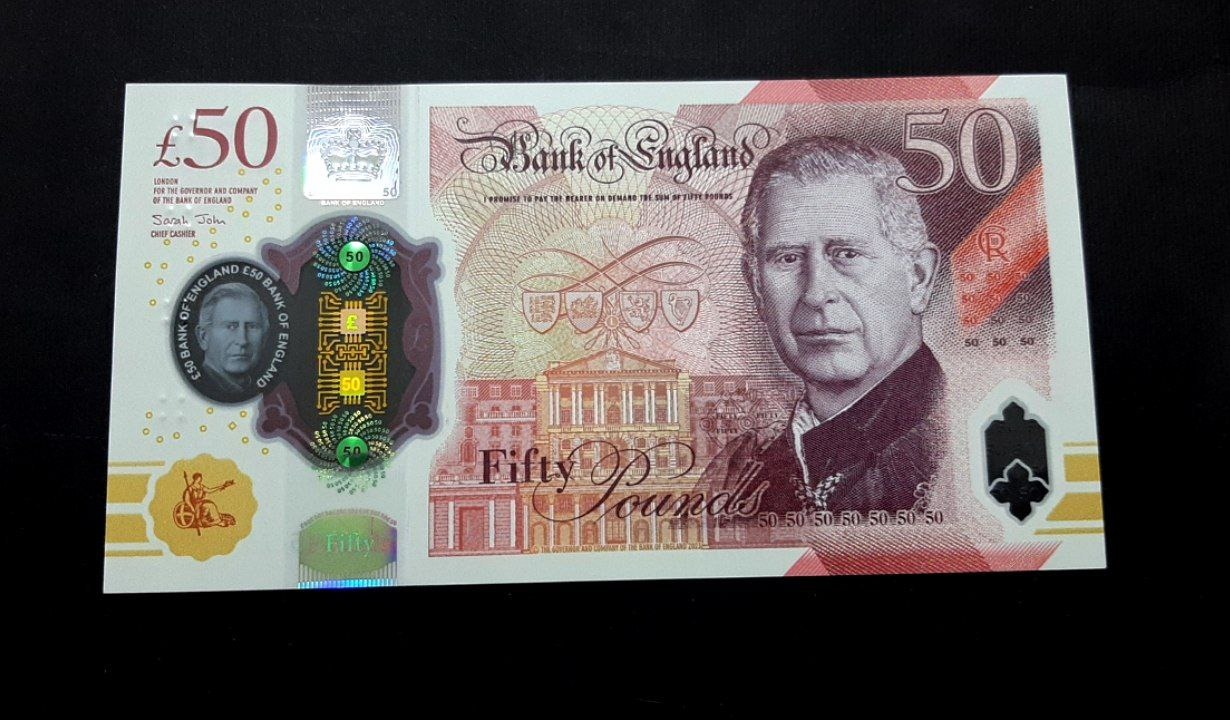 اسکناس تک بانکی 50 پوند انگلستان انگلیس چارلز