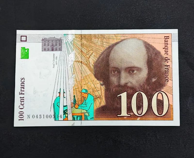 اسکناس تک 100 فرانک فرانسه 1998 توضیح دارد