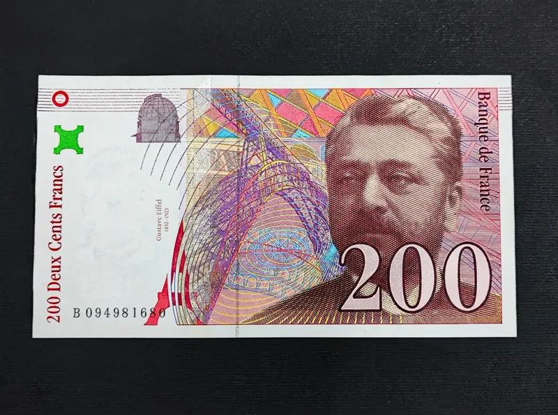 اسکناس تک 200 فرانک فرانسه 1999 توضیح دارد