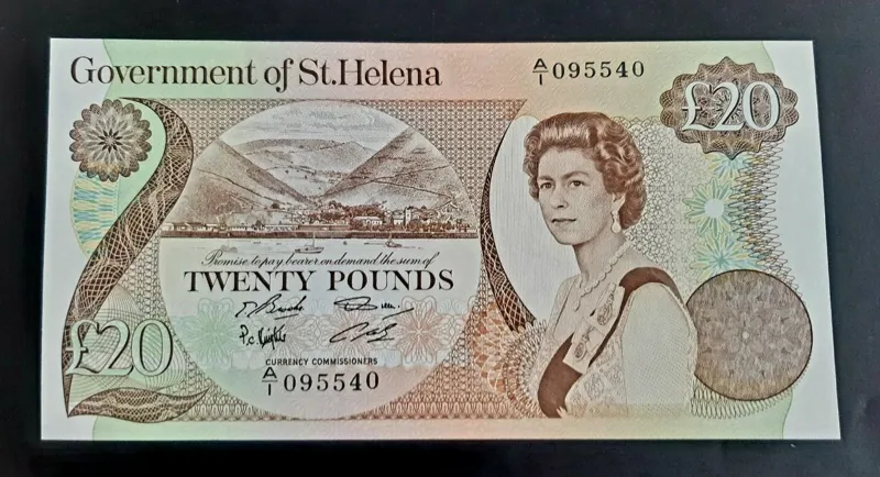 اسکناس تک بانکی 20 پوند سنت هلنا 1986 ملکه کمیاب