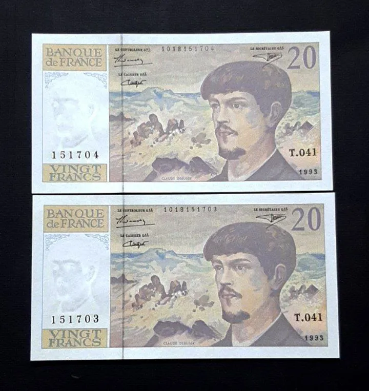 جفت بانکی 20 فرانک فرانسه 1993 کمیاب