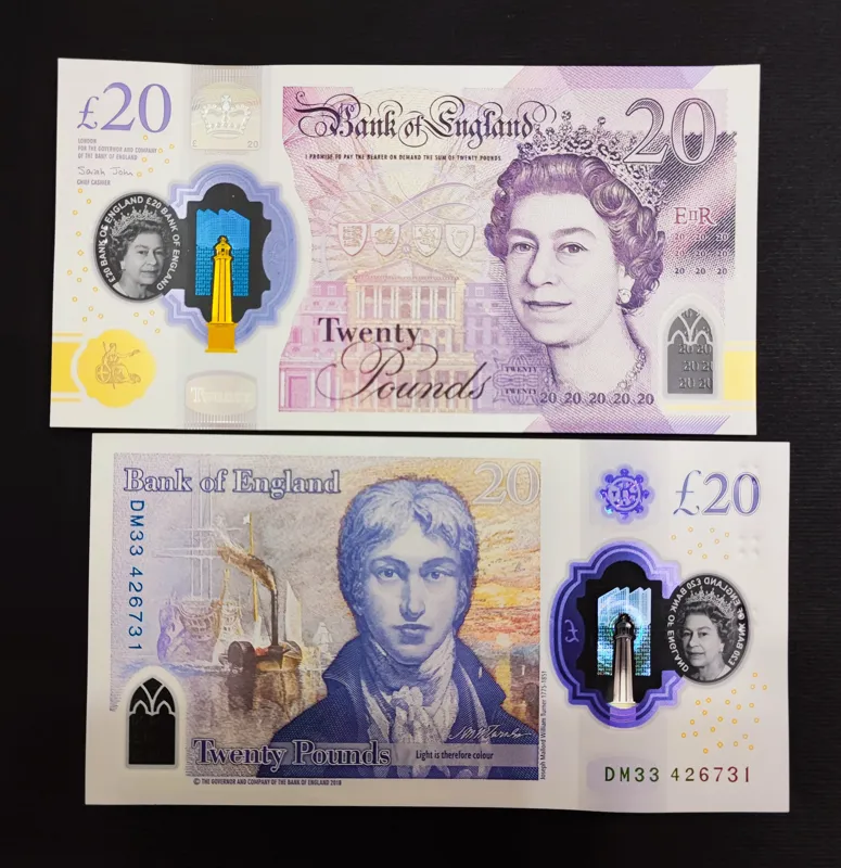 تک بانکی 20 پوند انگلستان انگلیس پلیمری ملکه