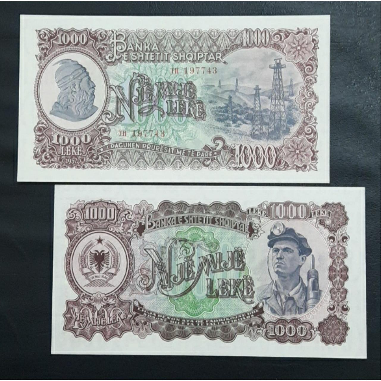 تک بانکی 1000 لک آلبانی اروپا 1957 سایز و رقم بزرگ