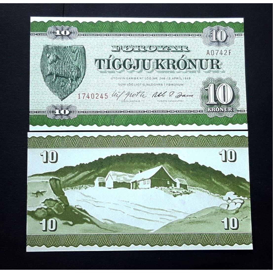 تک بانکی 10 کرون فارو دانمارک اروپا 1947 توضیححح