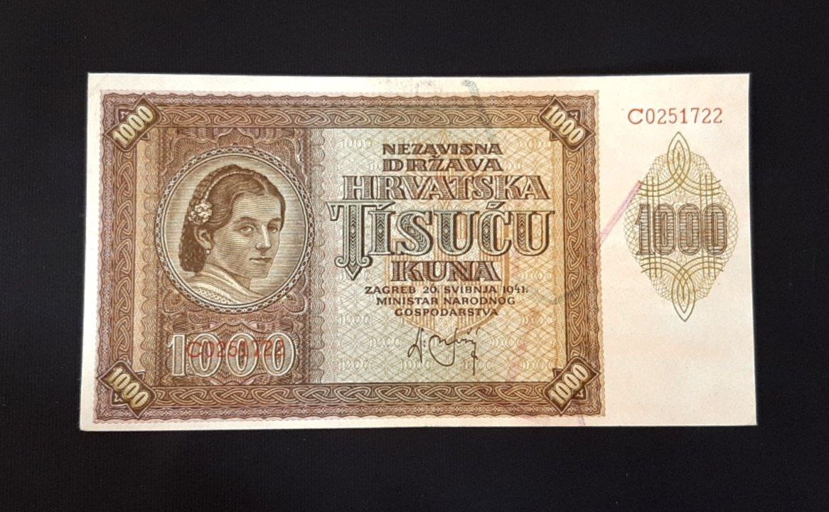 تک 1000 کونا کرواسی کلاسیک 1941 سایز بزرگ