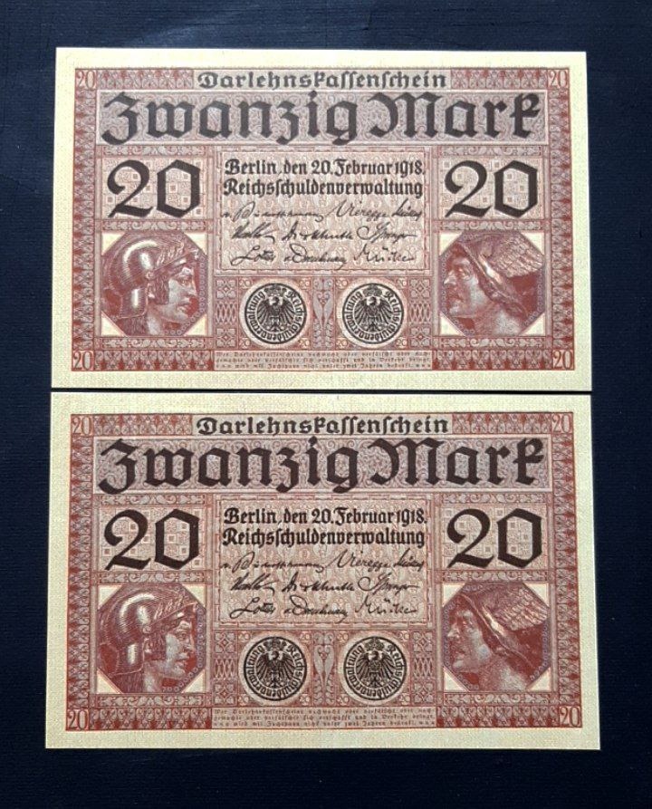 اسکناس تک بانکی 20 مارک آلمان کمیاب 1918 توضیح