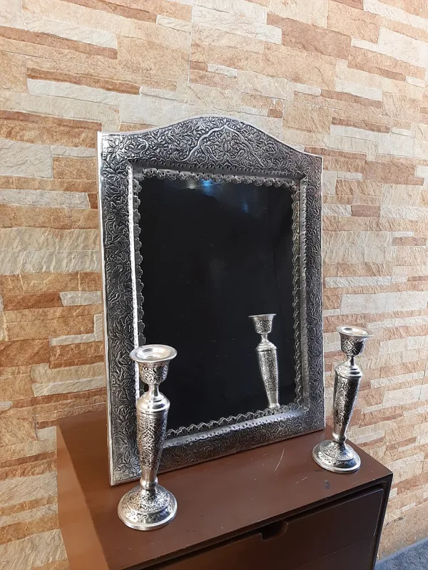 آیینه شمعدان روکش نقره هنر اصفهان