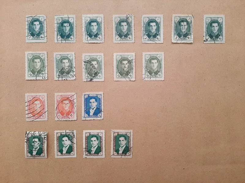 19 عدد تمبر مهر خورده سری هفتم پستی 1336