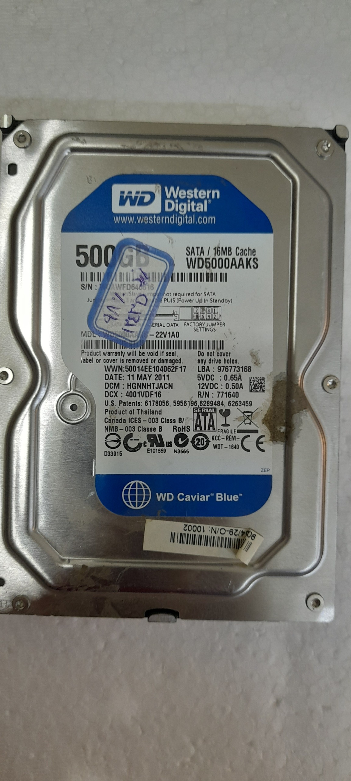 هارد وسترن 500گیگ 98٪