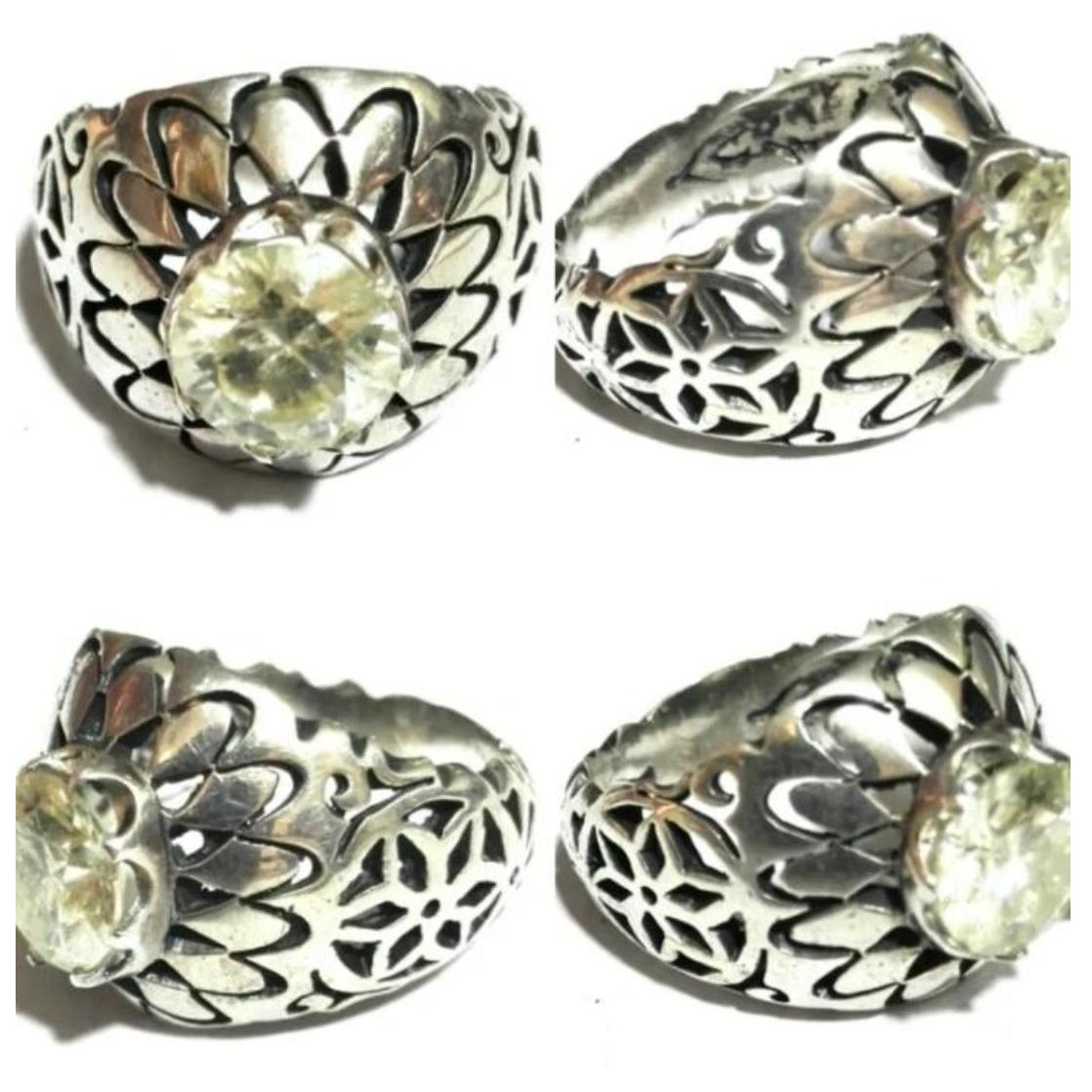 مزایده انگشتر اصیل موزینایت یخی نقره 925