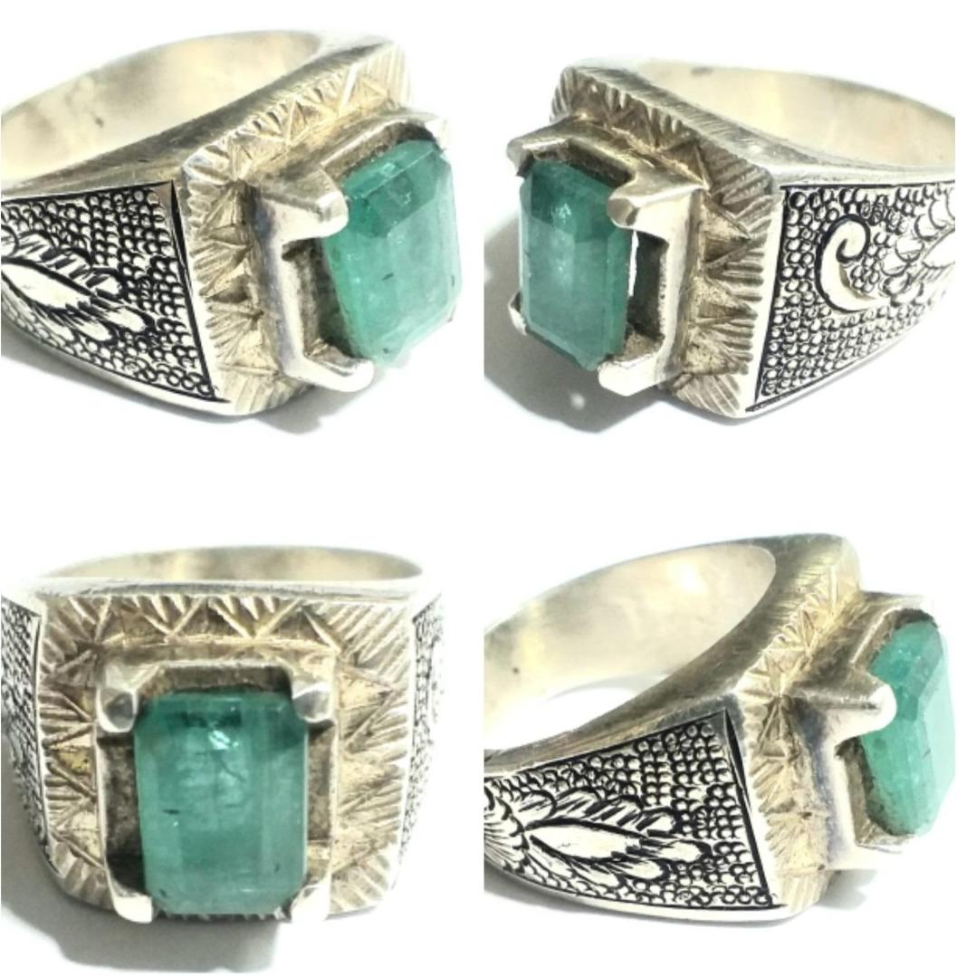 انگشتر ناب زمرد زامبیا رکاب نقره 925دستساز