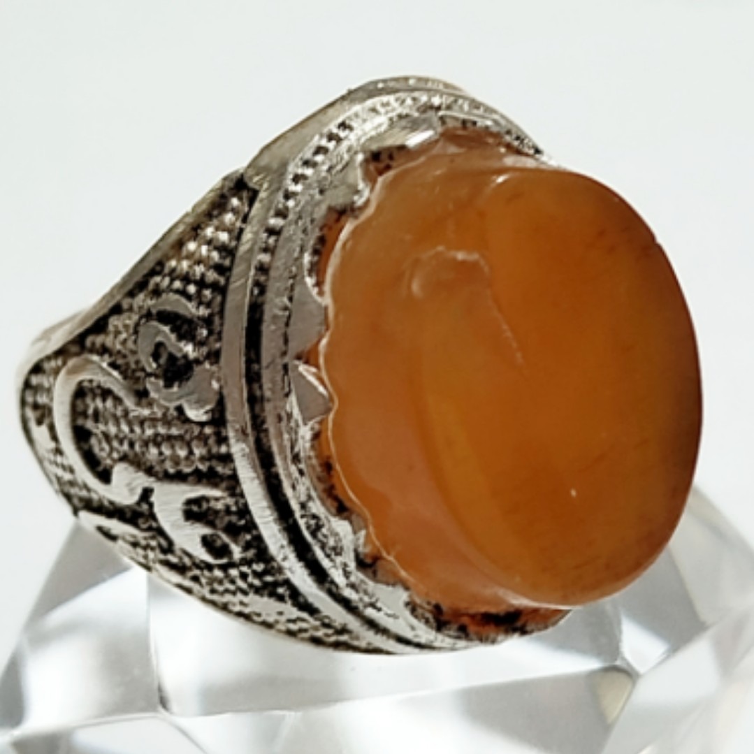 انگشتر اصیل عقیق یمنی تراشدار رکاب یاعلی