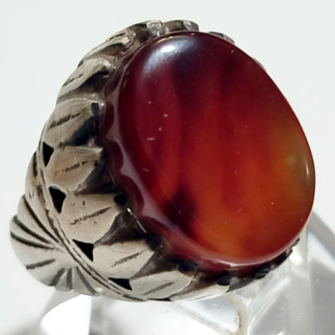 انگشتر کلکسیونی عقیق سلیمانی رکاب نیمه دستساز