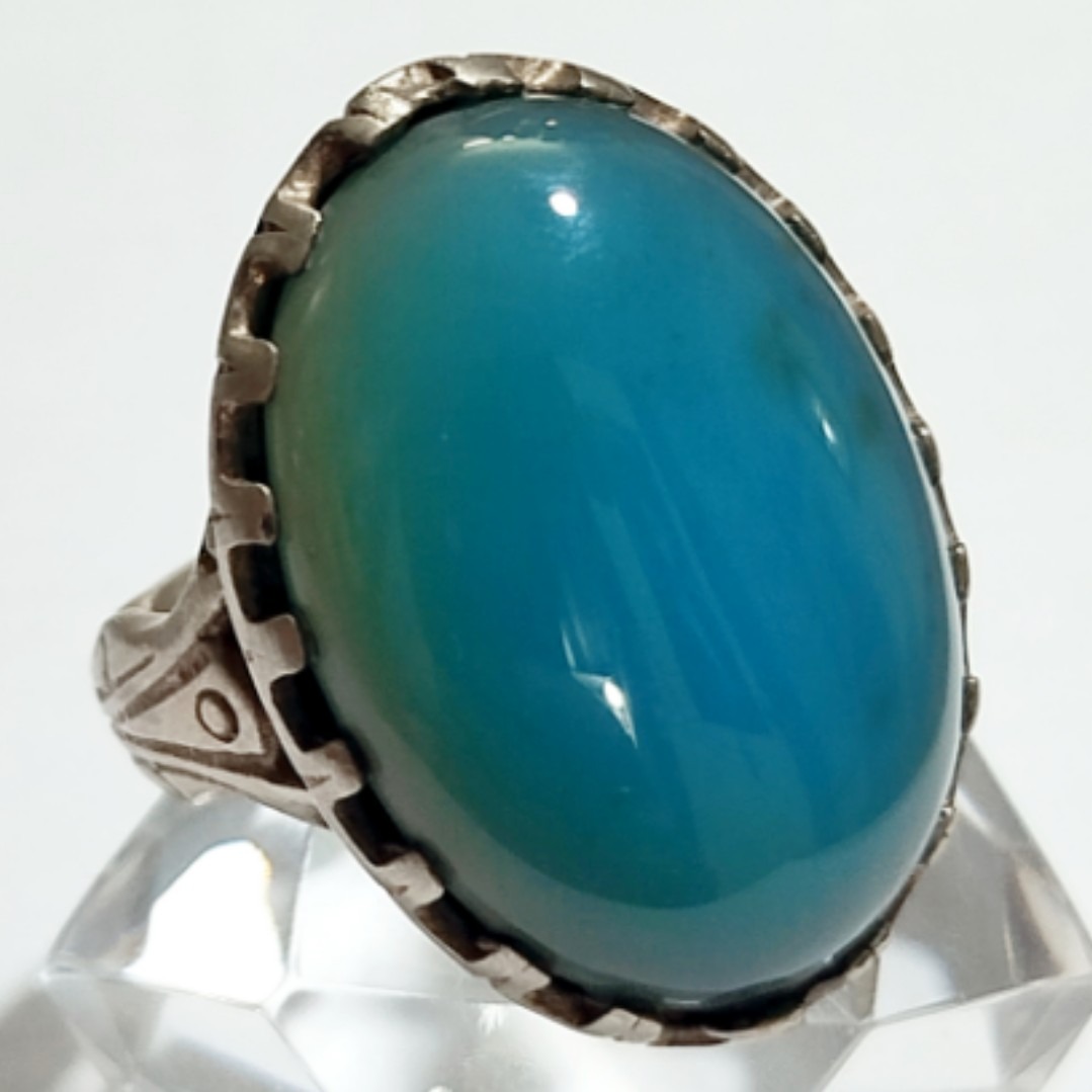 انگشتر کلاسیک عقیق ابی رکاب صفوی