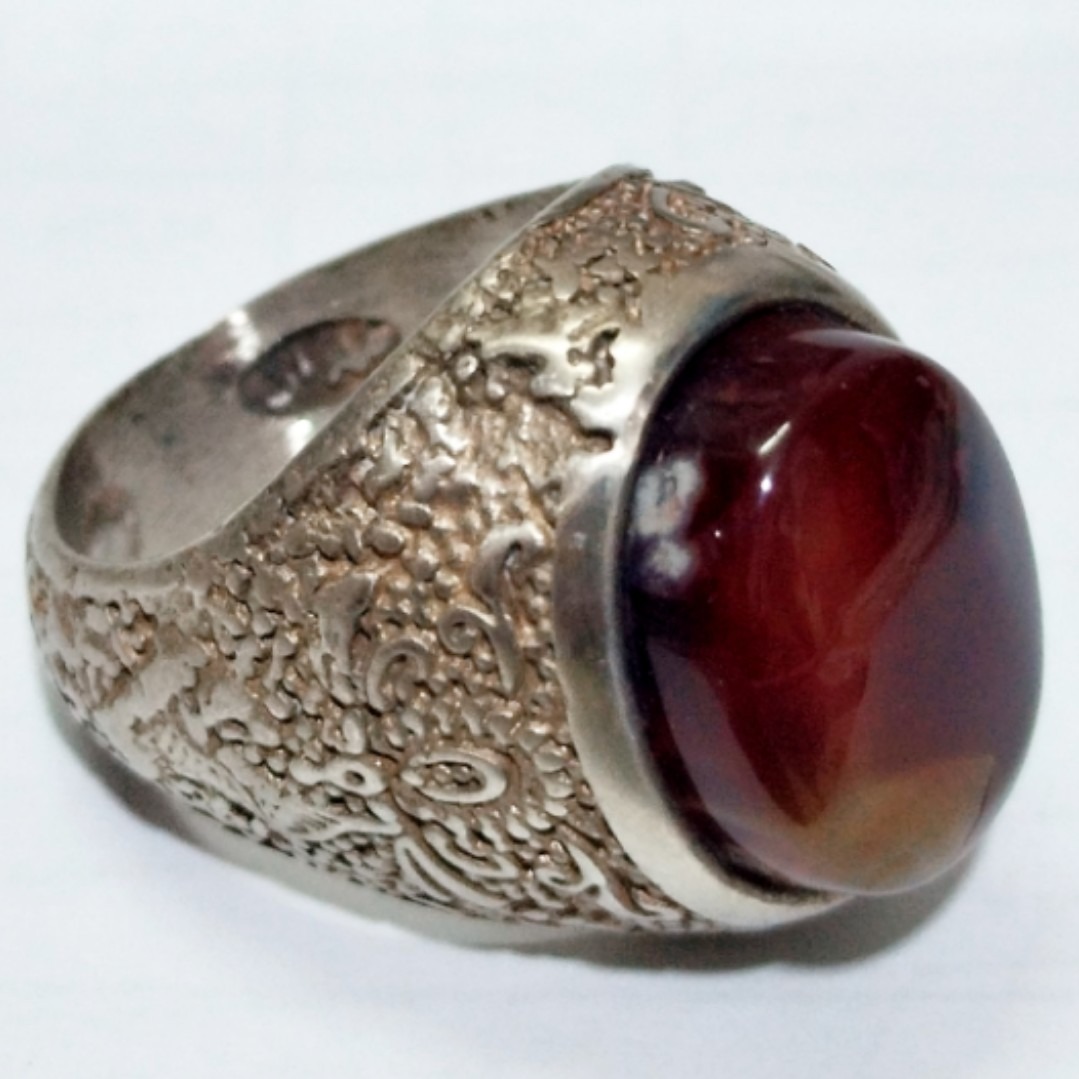 انگشتر کلکسیونی عقیق سلیمانی رکاب نیمه دستساز