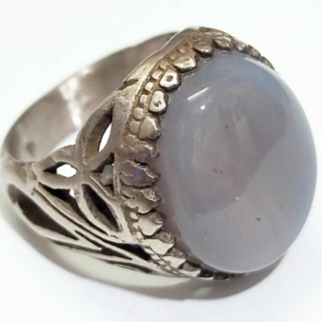 انگشتر اصیل عقیق کبود رکاب طرحدار