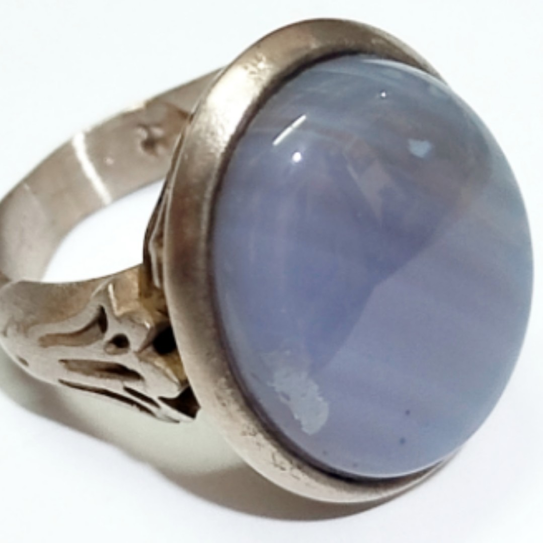 انگشتر اصیل عقیق کبود رکاب طرحدار