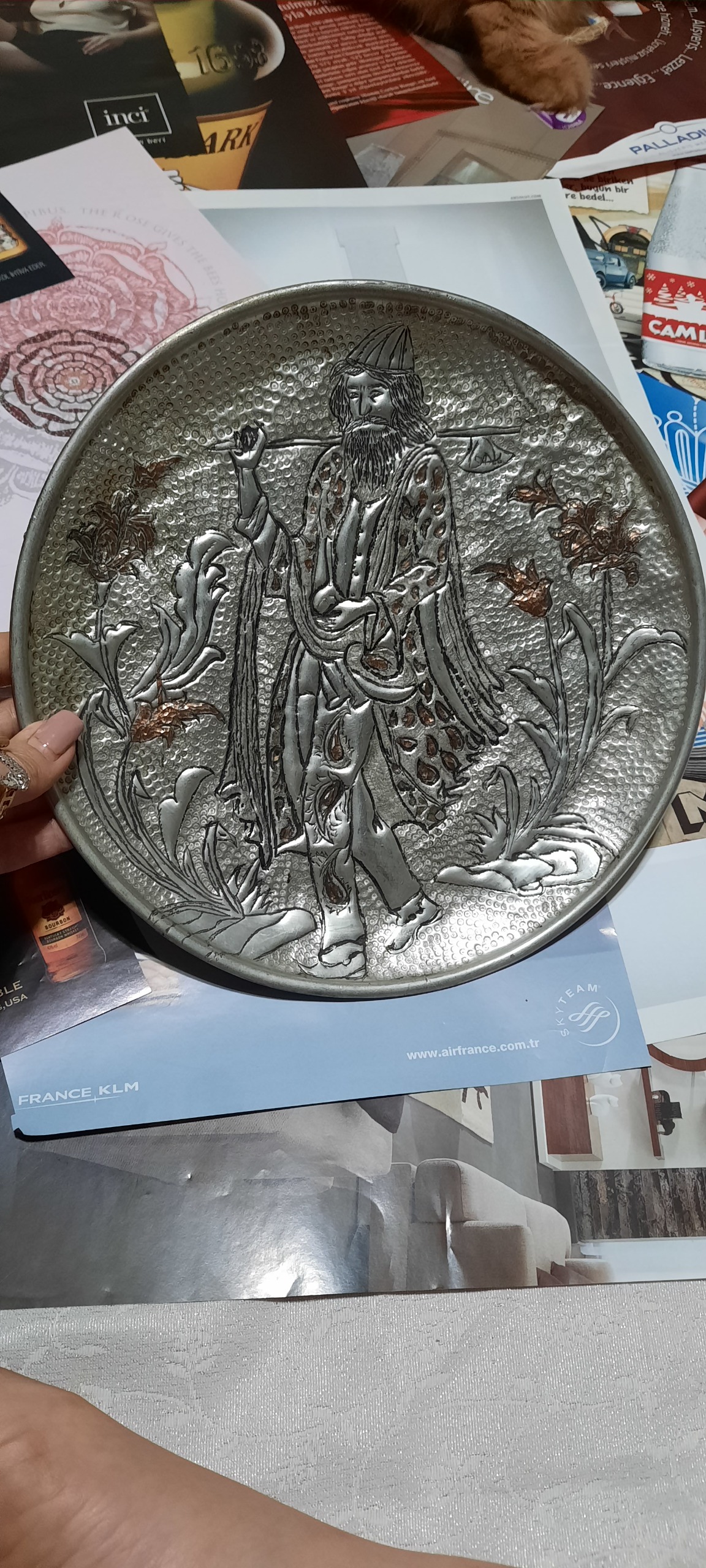 دیوارکوب برنجی قلم زنی