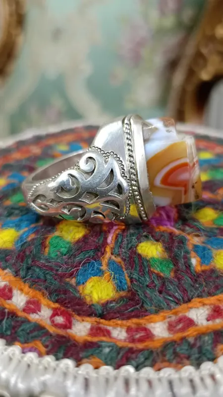 انگشتر نقره مهره کهنه سلطانی