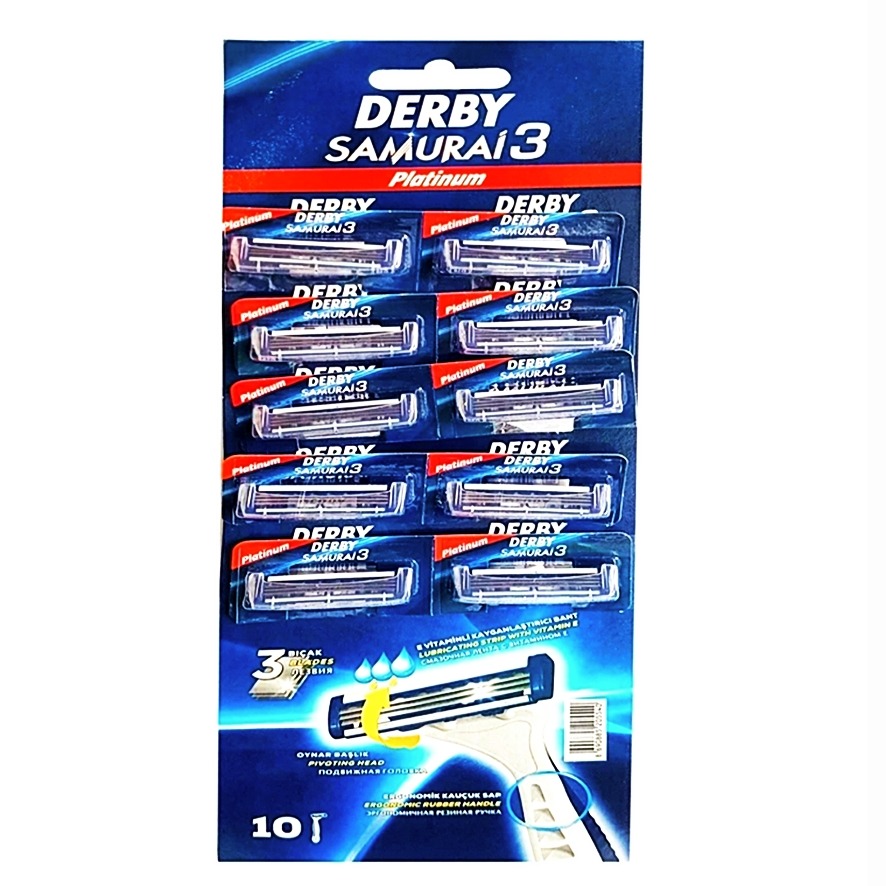 یکعدد خودتراش3لبه پلاتینوم ترکیه اصلیDERBYسامورائی