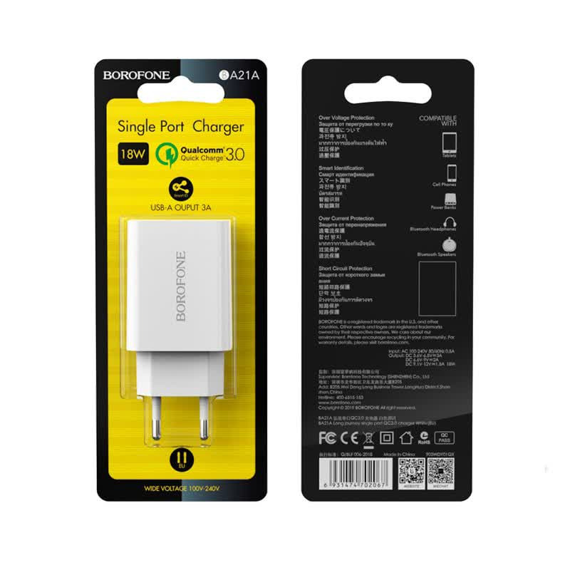 شارژر دیواری BA21A USB QC3.0 18W بروفون