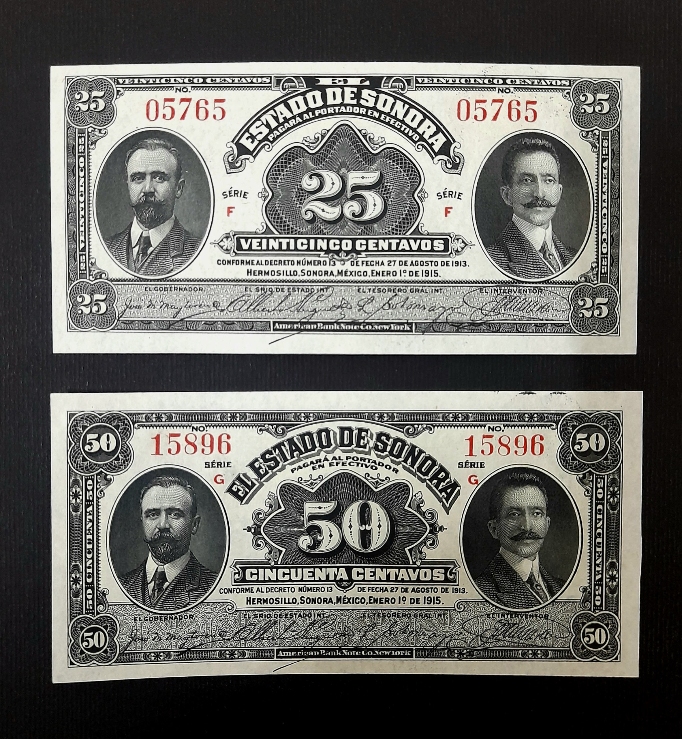 ست اسکناس 25 و 50 سنتاوو مکزیک 1915
