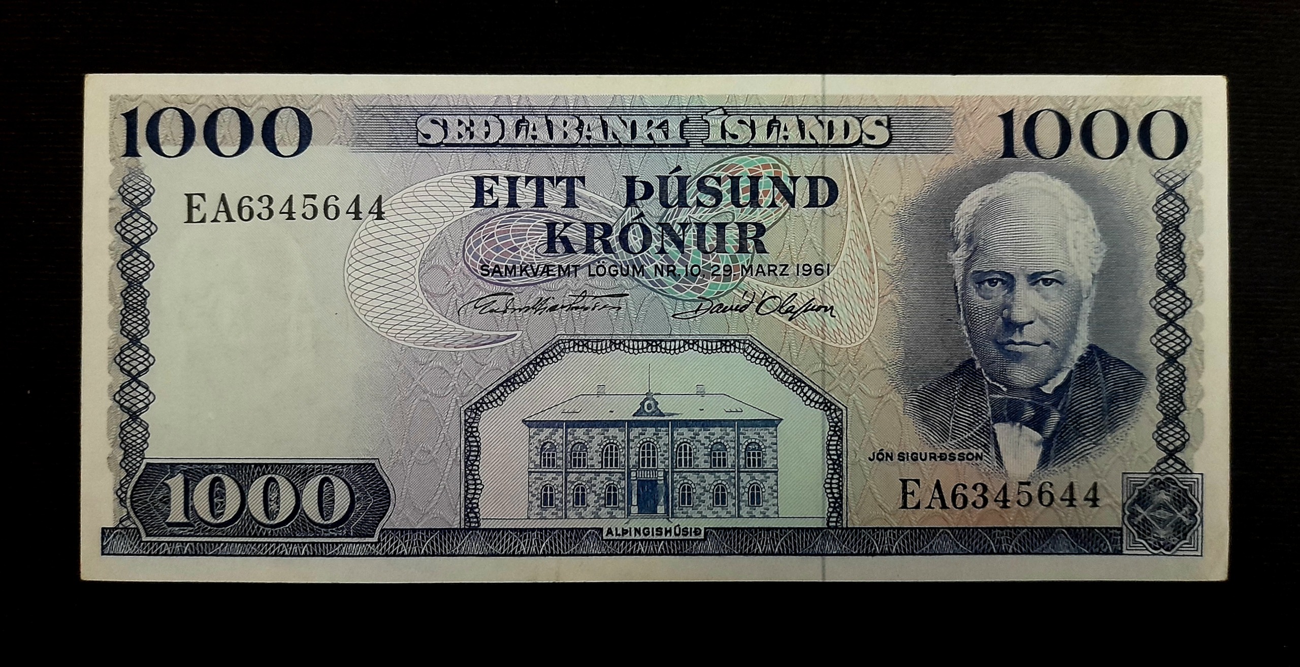 اسکناس تک 1000 کرون ایسلند 1961