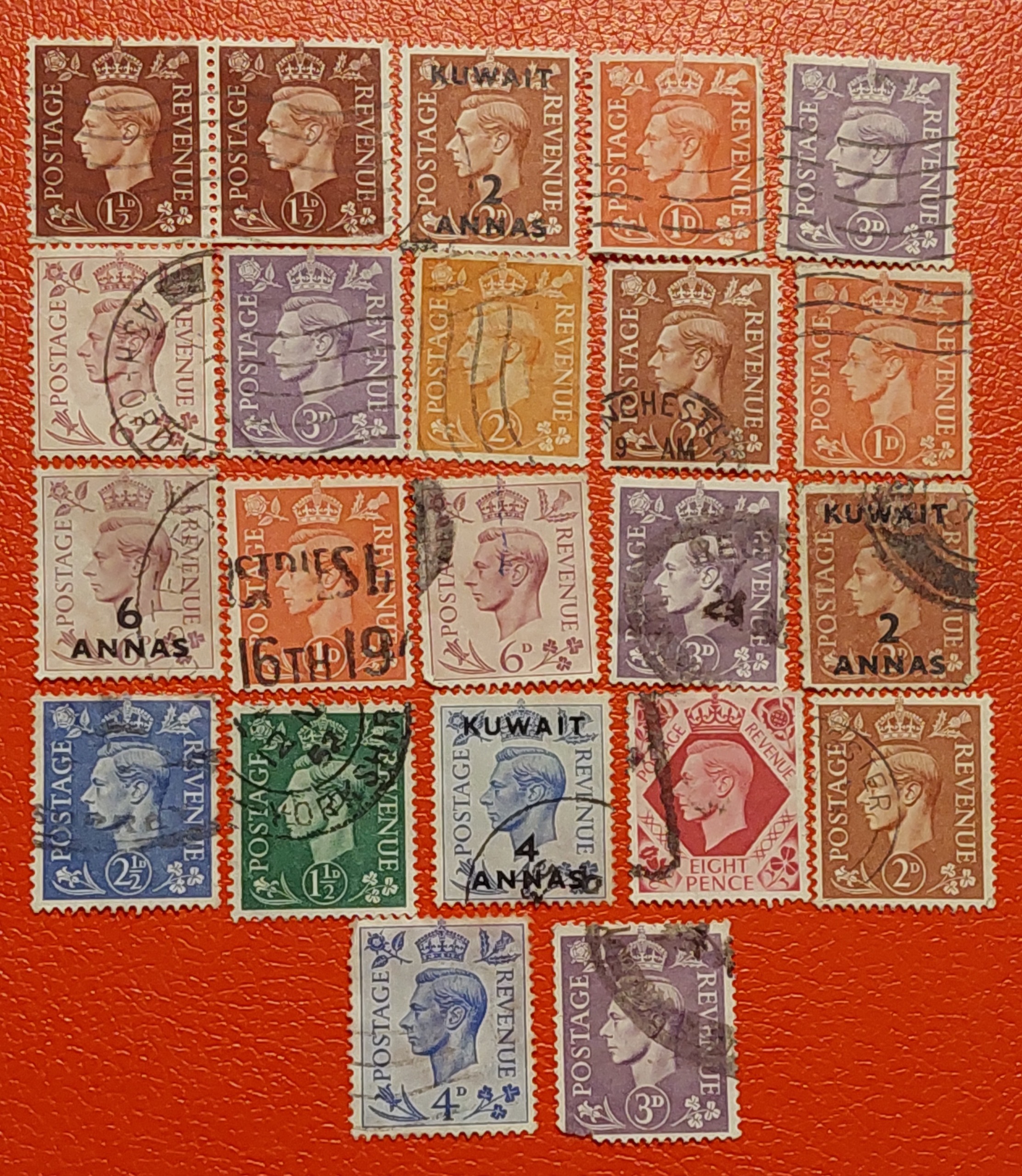 22 عدد تمبر مهر خورده جورج ششم