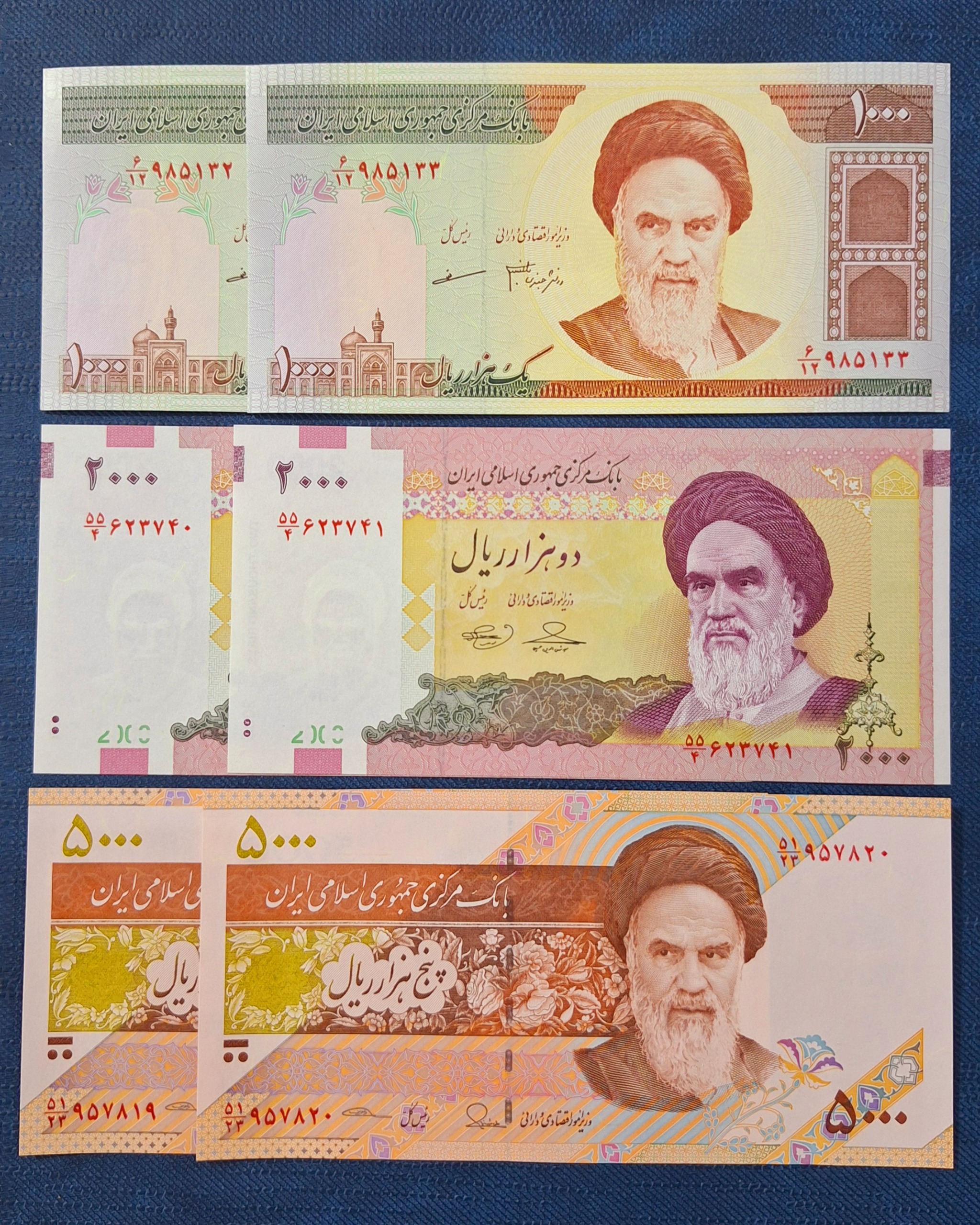 ست 3 جفت اسکناس نوستالژی100 و 200 و 500 امام