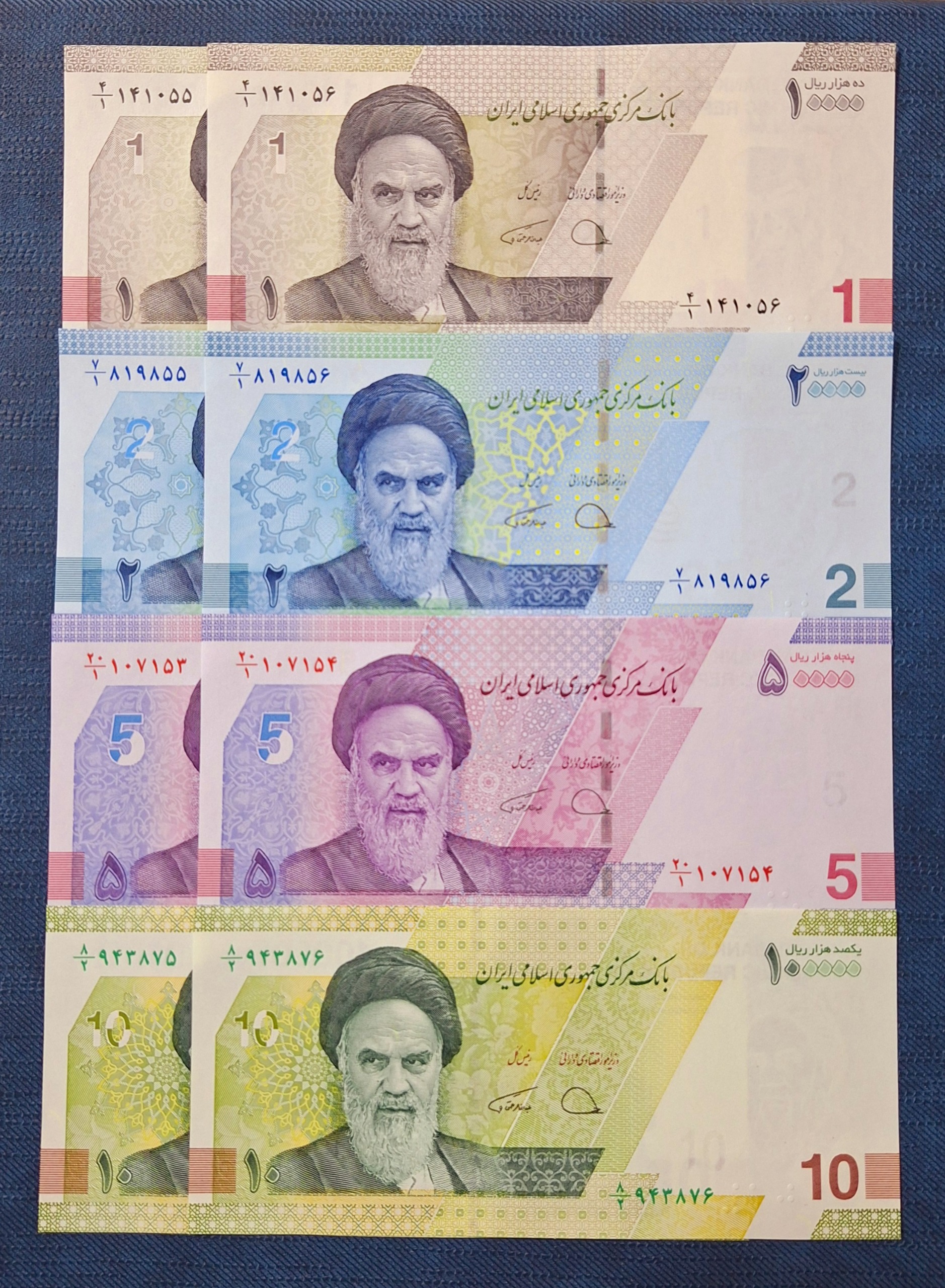 ست 4 جفت اسکناس سری آخر(سری جدید) با امضاء مشترک