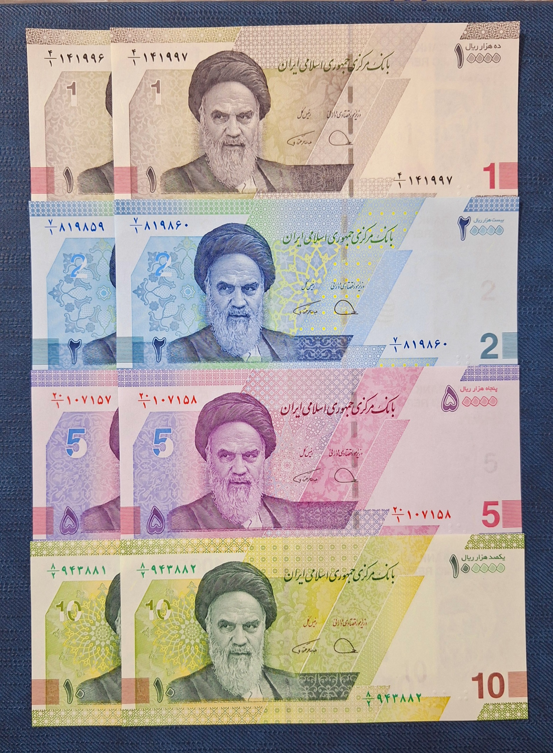 ست 4 جفت اسکناس سری آخر(سری جدید) با امضاء مشترک