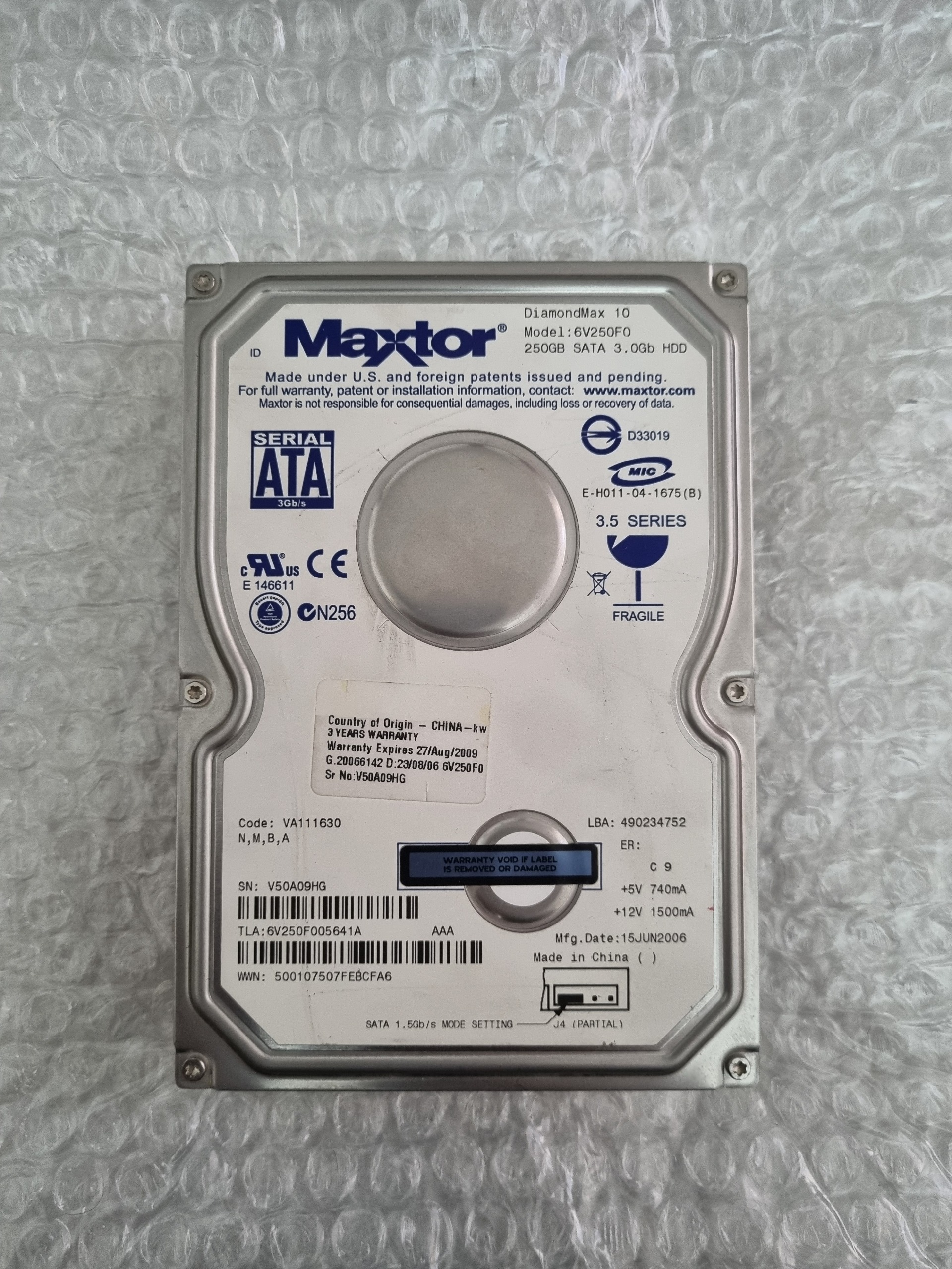 هارد اینترنال 3.5 اینچی مکستور 250 گیگ