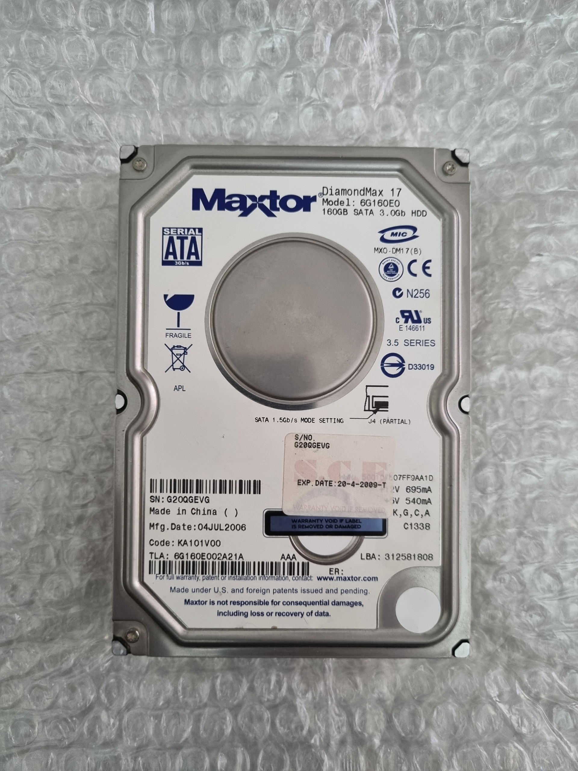 هارد اینترنال 3.5 اینچی مکستور 160 گیگ