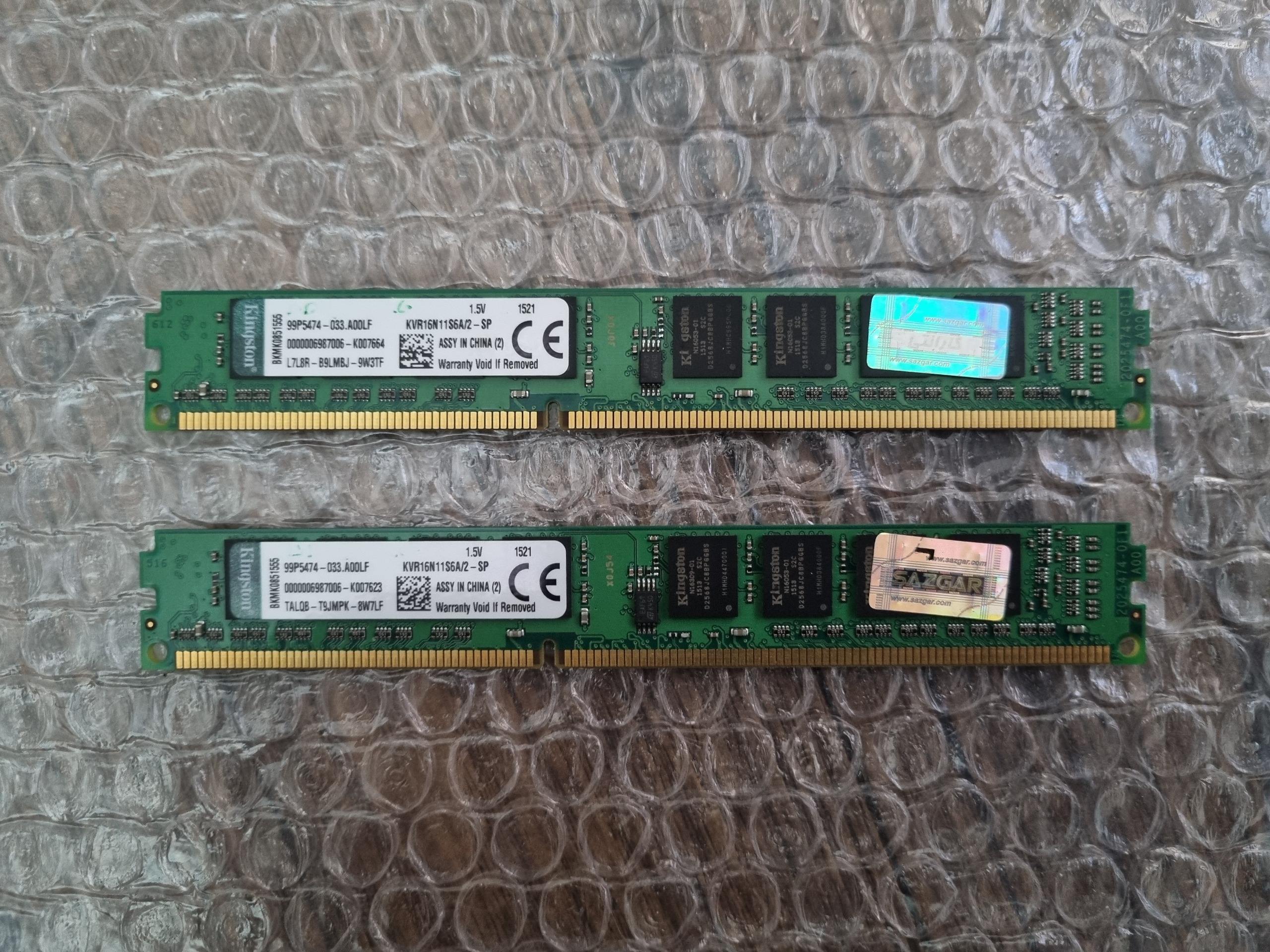 رم 2 گیگ کینگستون 1600 پک دوتاییDDR3