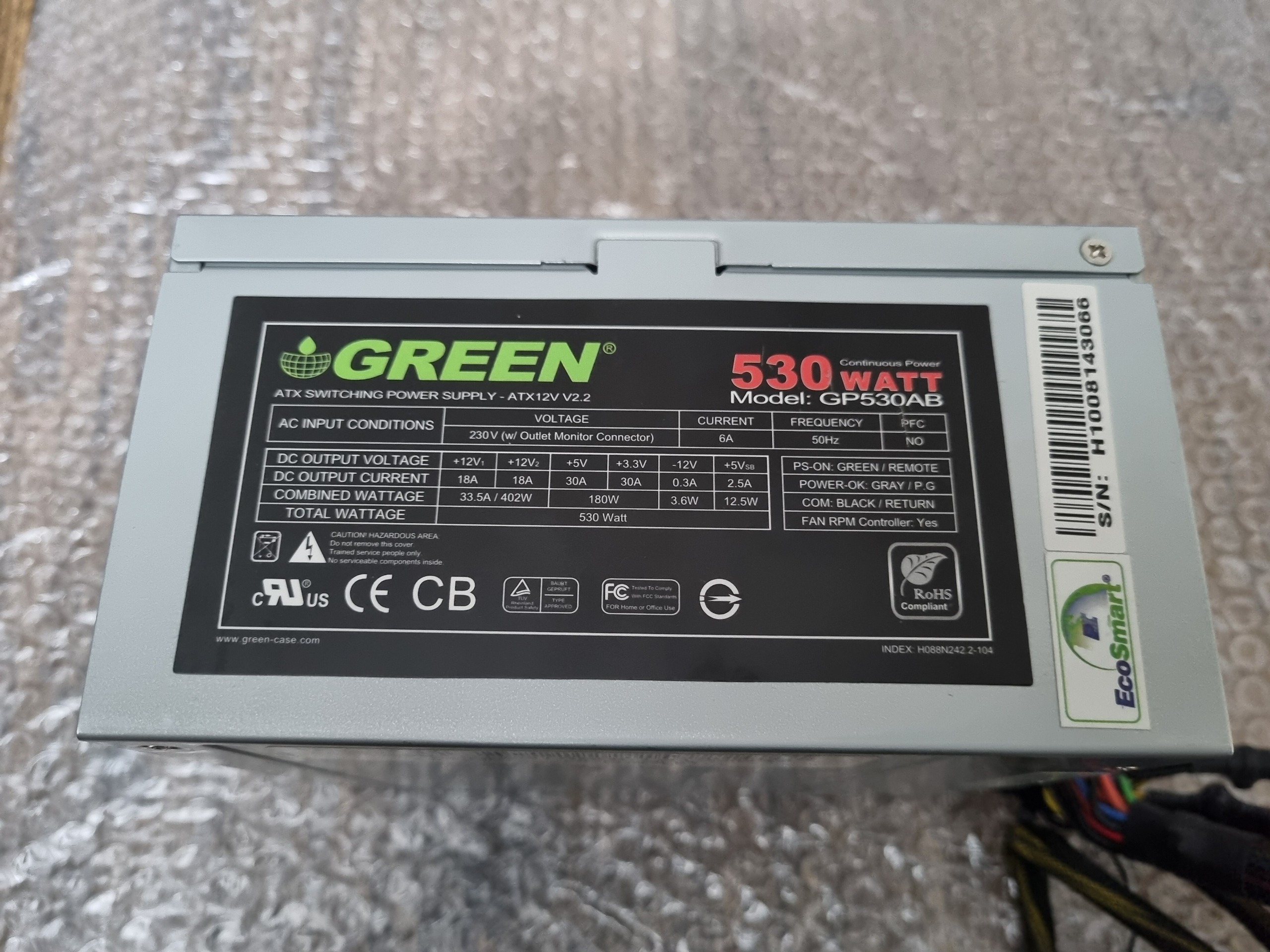 پاور گرین 530 وات مدل GP530AB با کابل برق