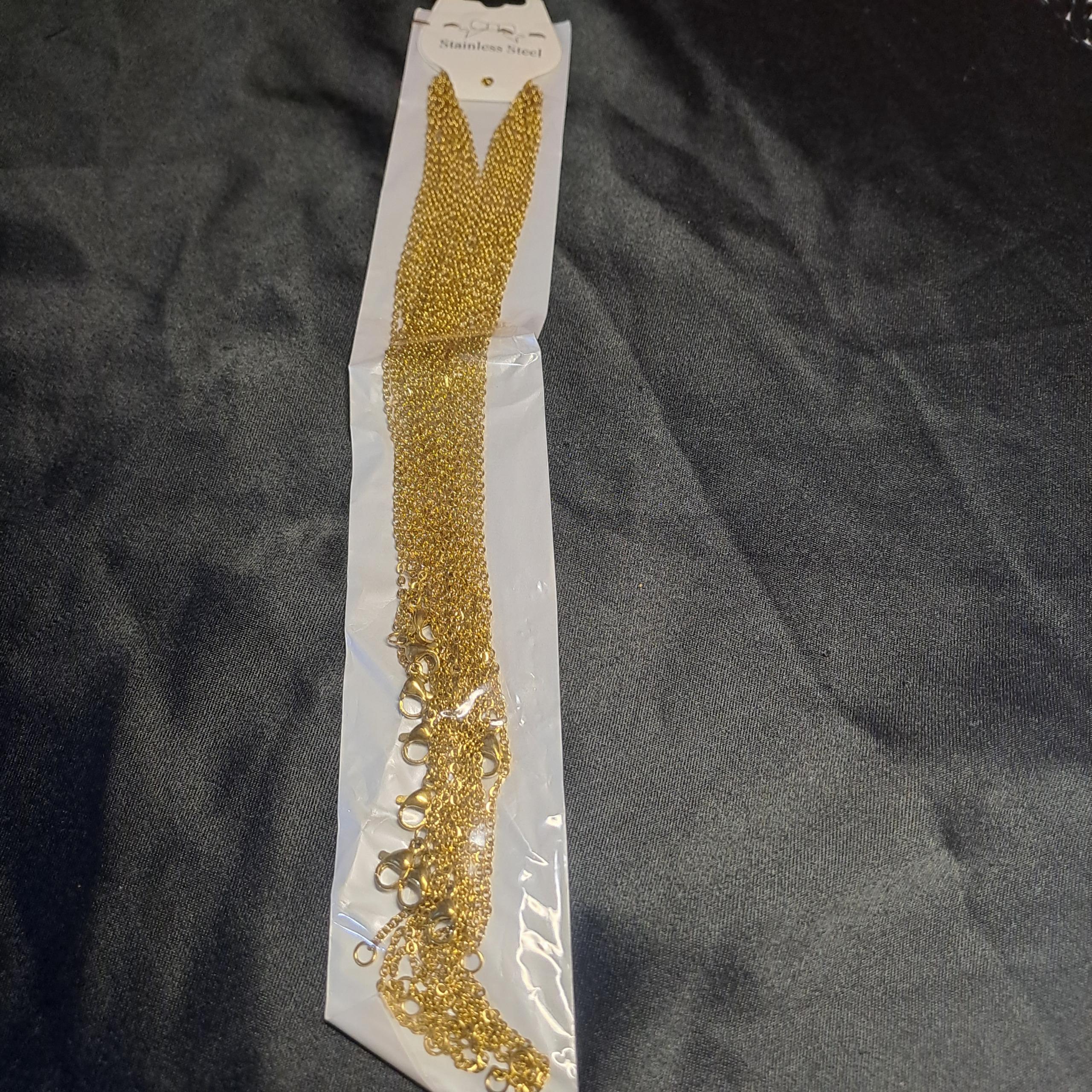 10 عدد زنجیر استیل رنگ طلایی نو