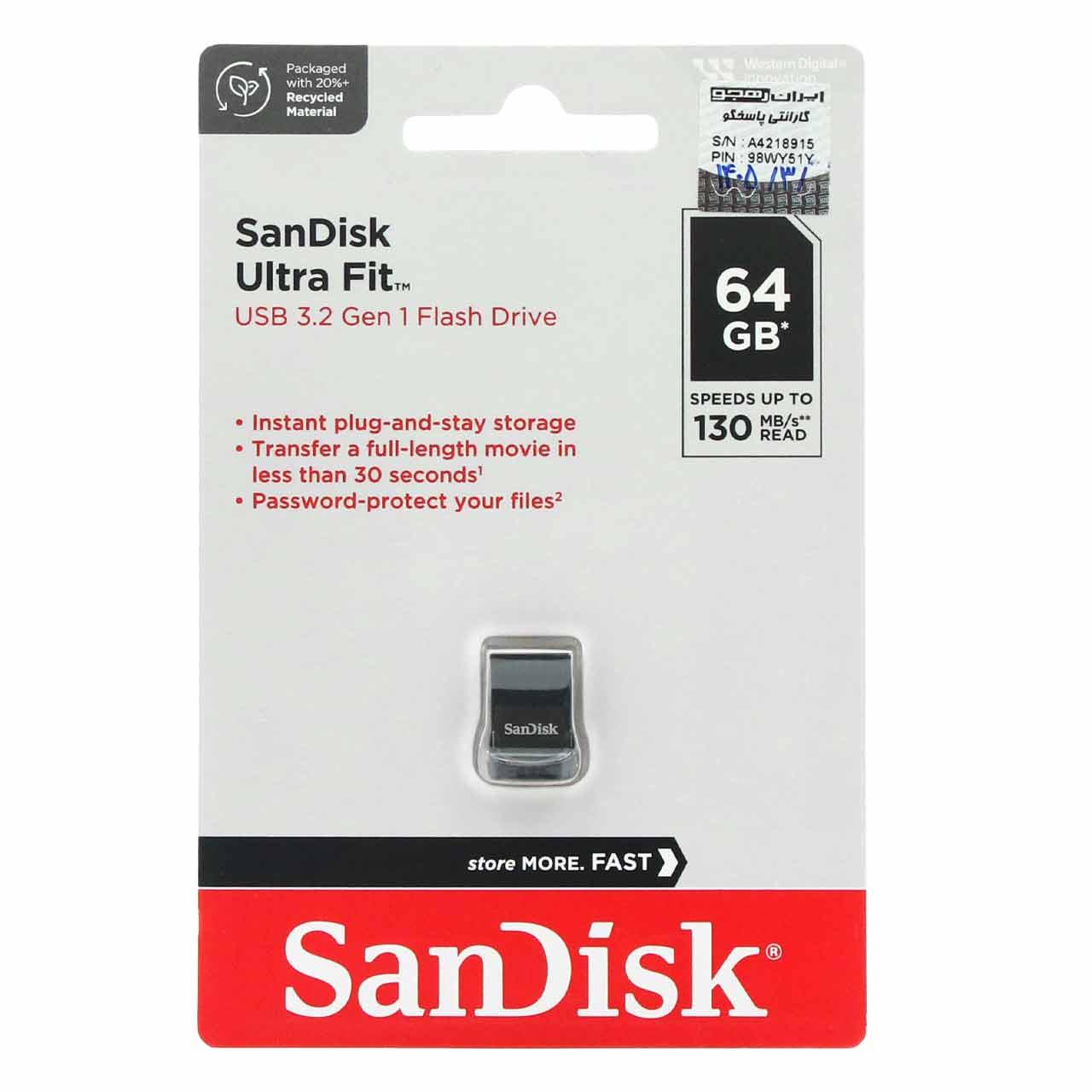فلش 64GB USB32 SanDisk Ultra Fit