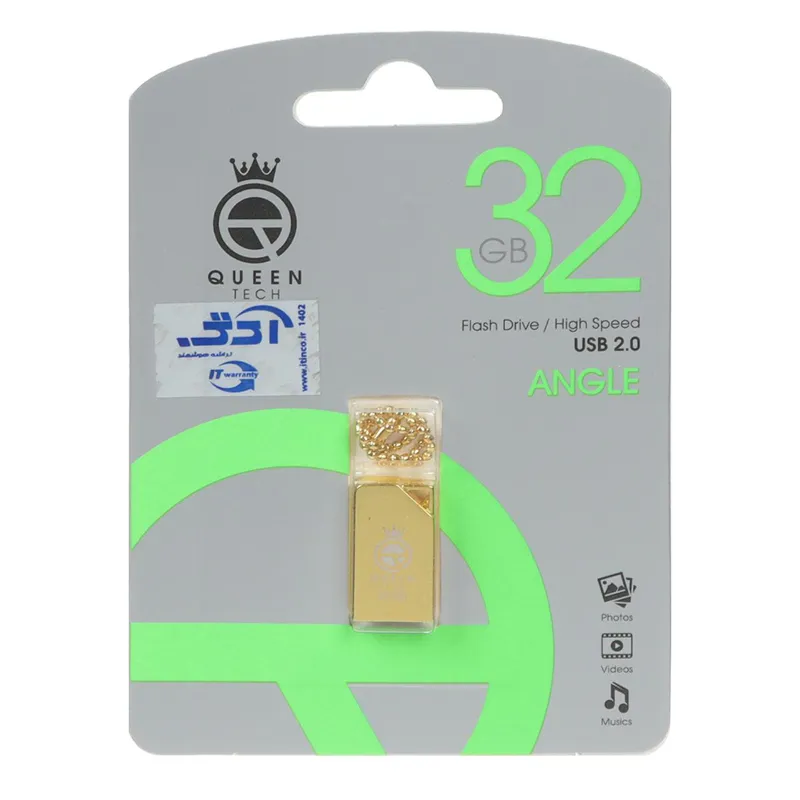 فلش 32GB USB20 Queen ANGLE طلایی