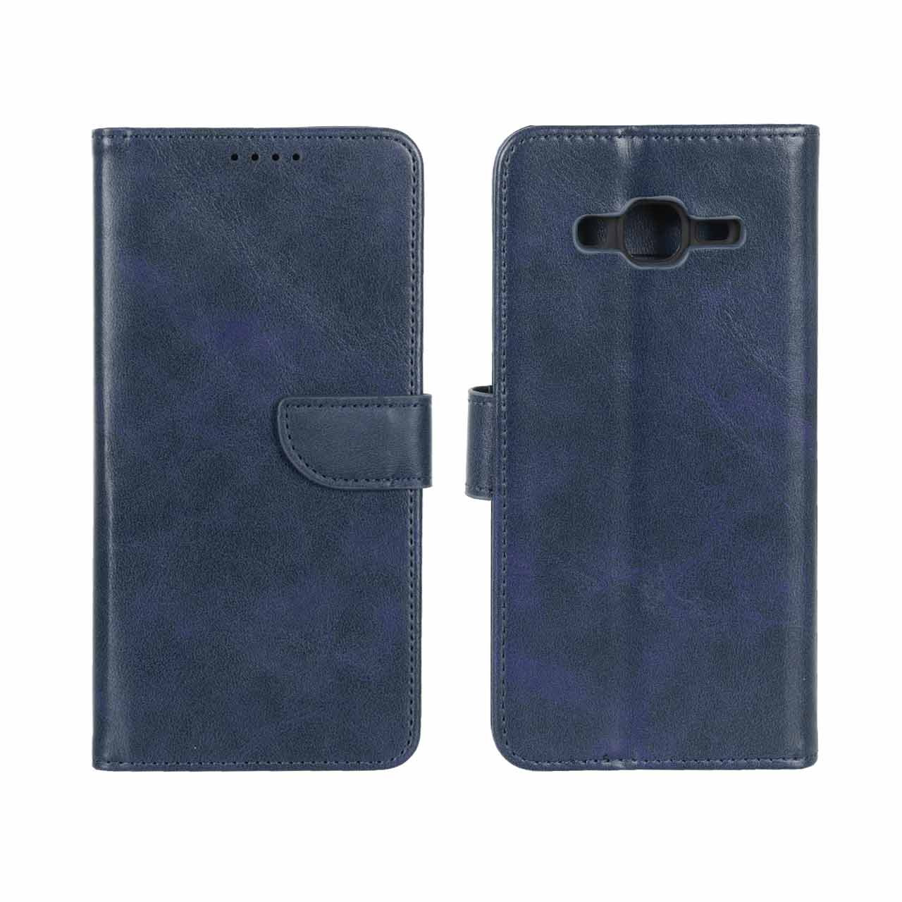 کیف چرمی موبایل مگنتی سامسونگ J2Prime سرمه ای