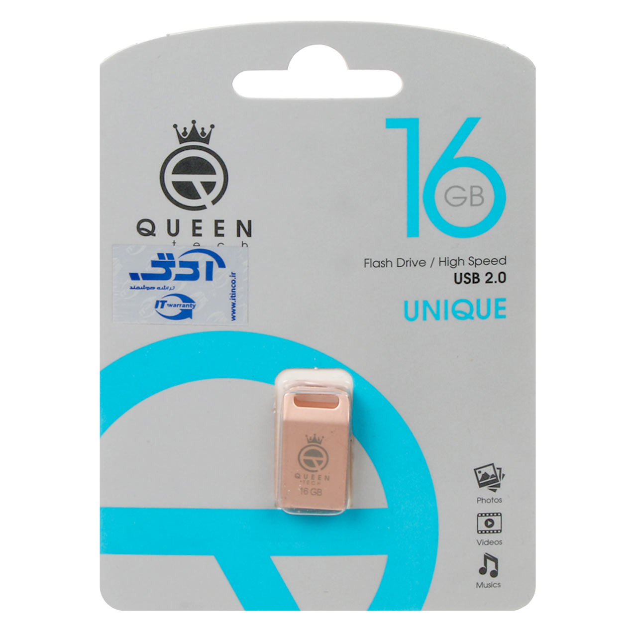 فلش 16GB USB2 Queen Unique رزگلد