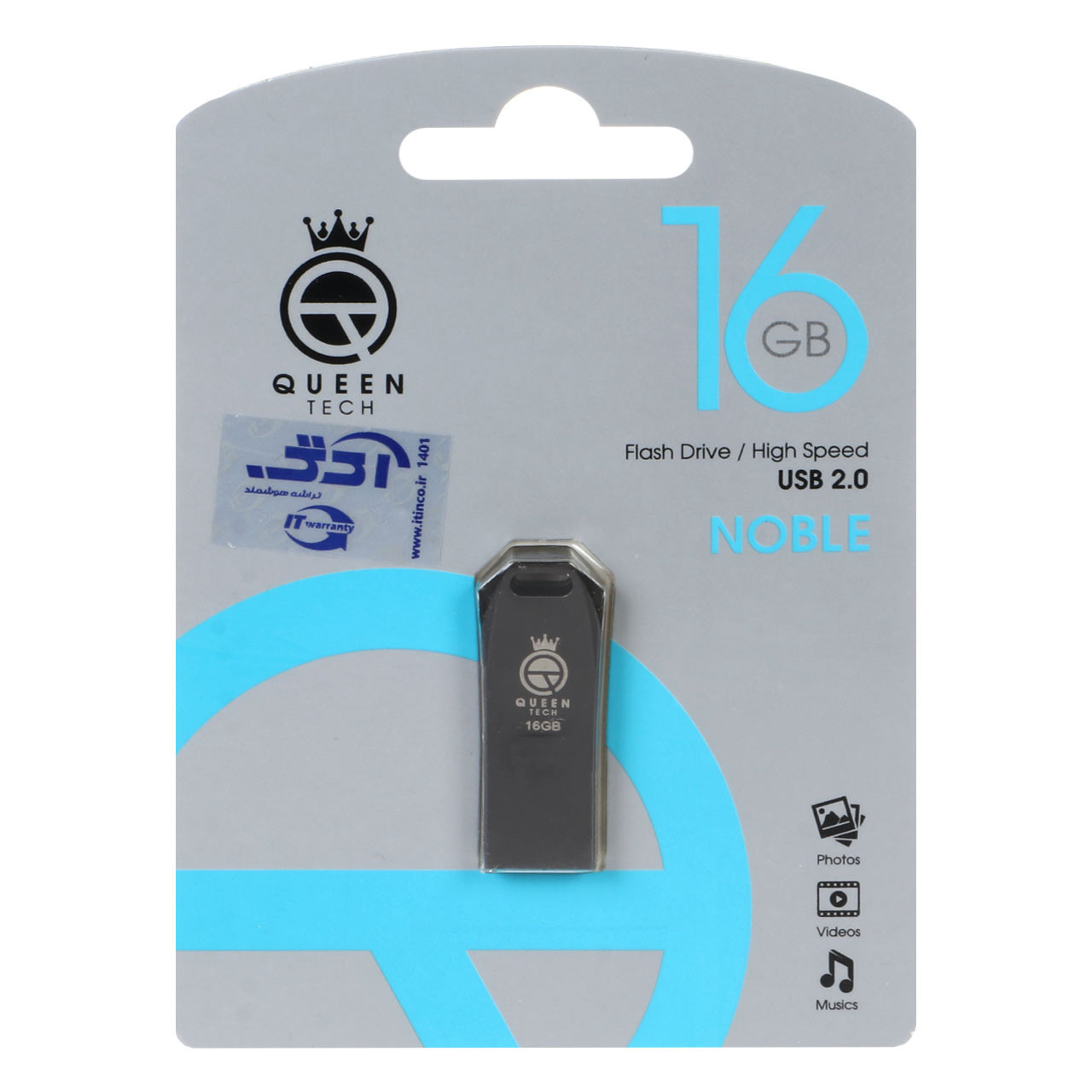 فلش 16GB USB2 Queen Noble مشکی