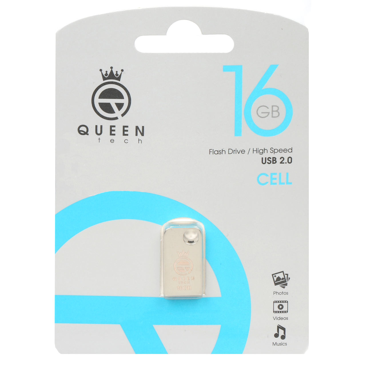 فلش 16GB USB2 Queen Cell نقره ای