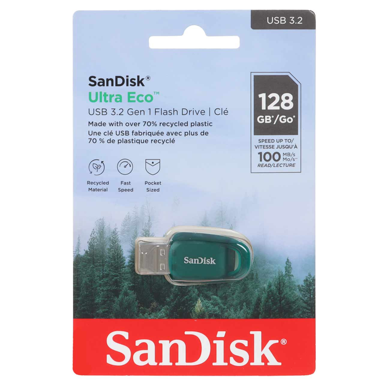 فلش 128GB USB3.2 SanDisk Ultra Eco سبز
