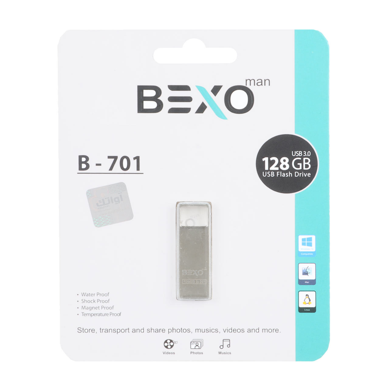 فلش 128GB USB3 BEXO B-701 نقره ای