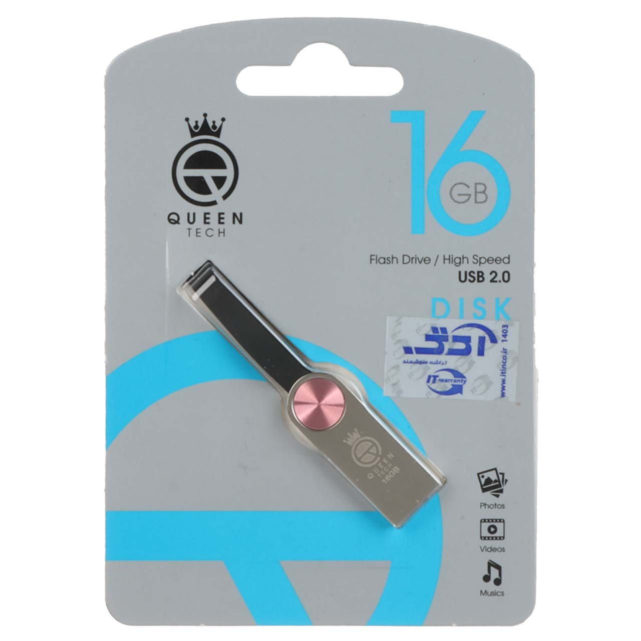 فلش 16GB USB2 Queen DISK نقره ای