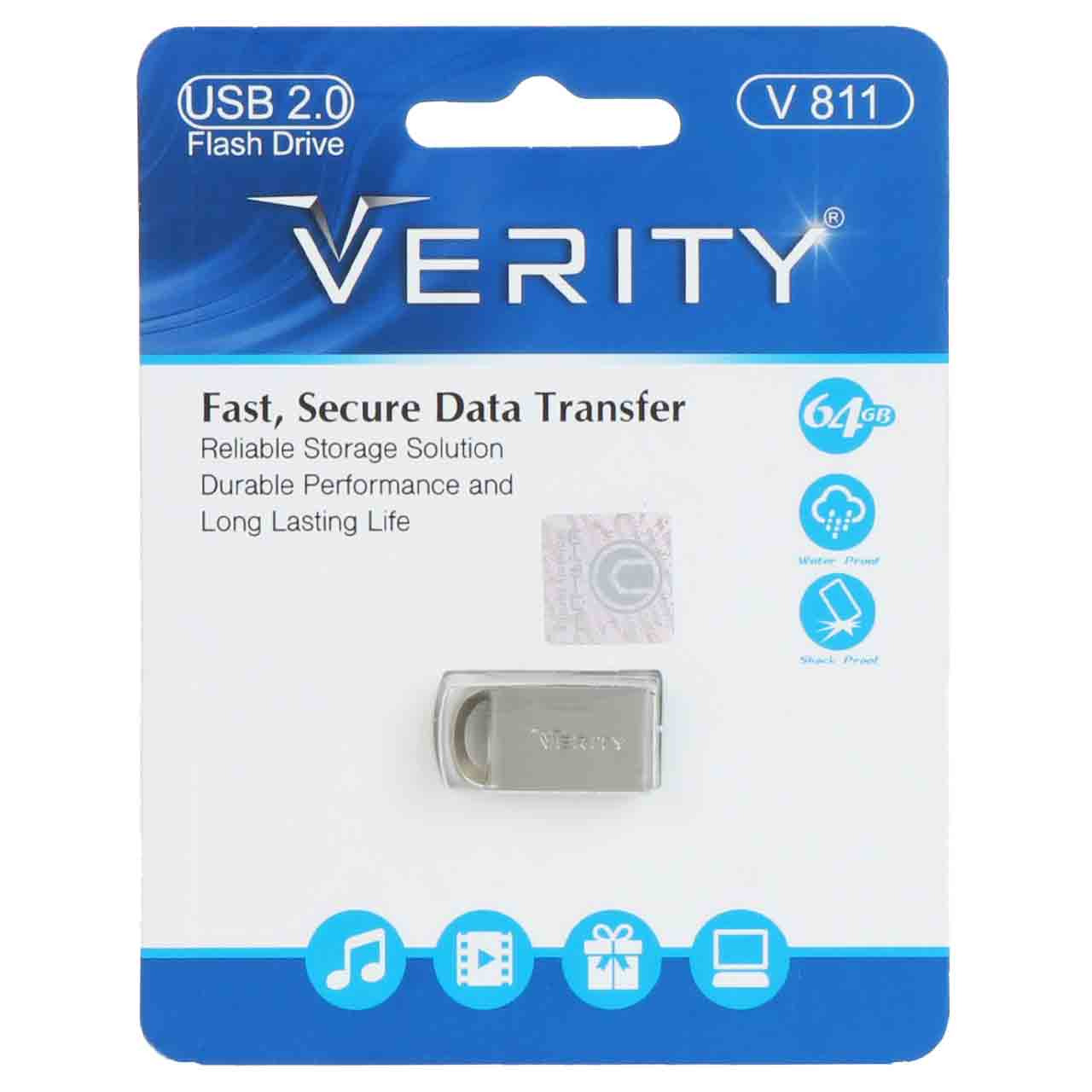 فلش 64GB USB2 Verity V811 نقره ای