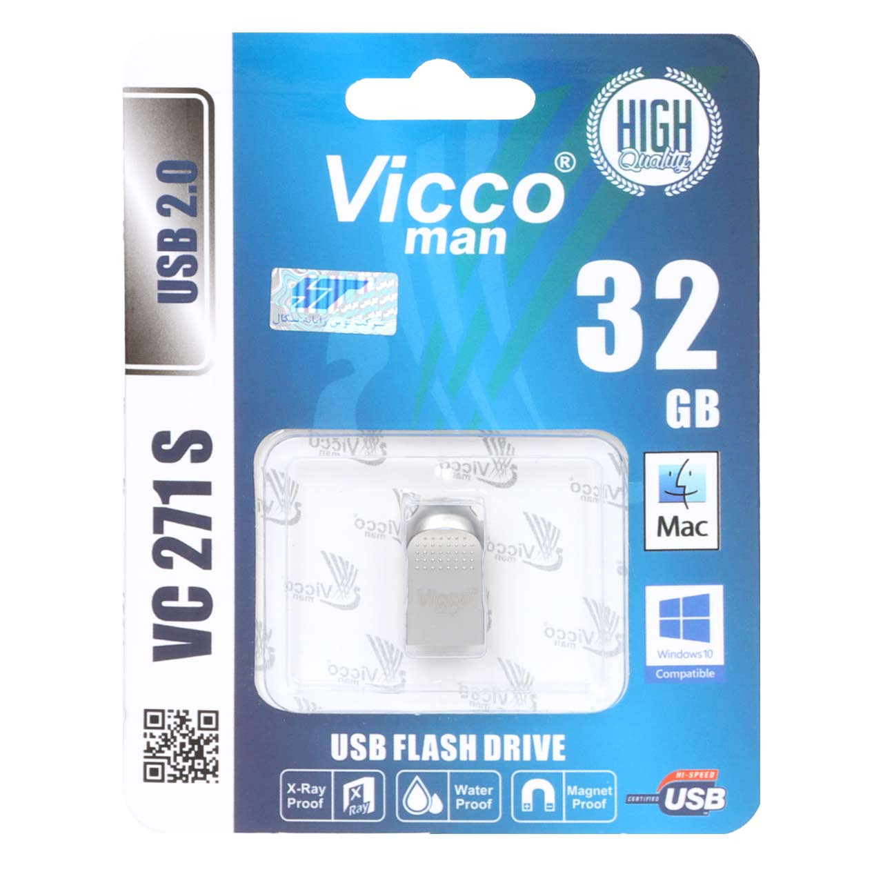فلش 32GB USB2 Vicco man VC271 S نقره ای