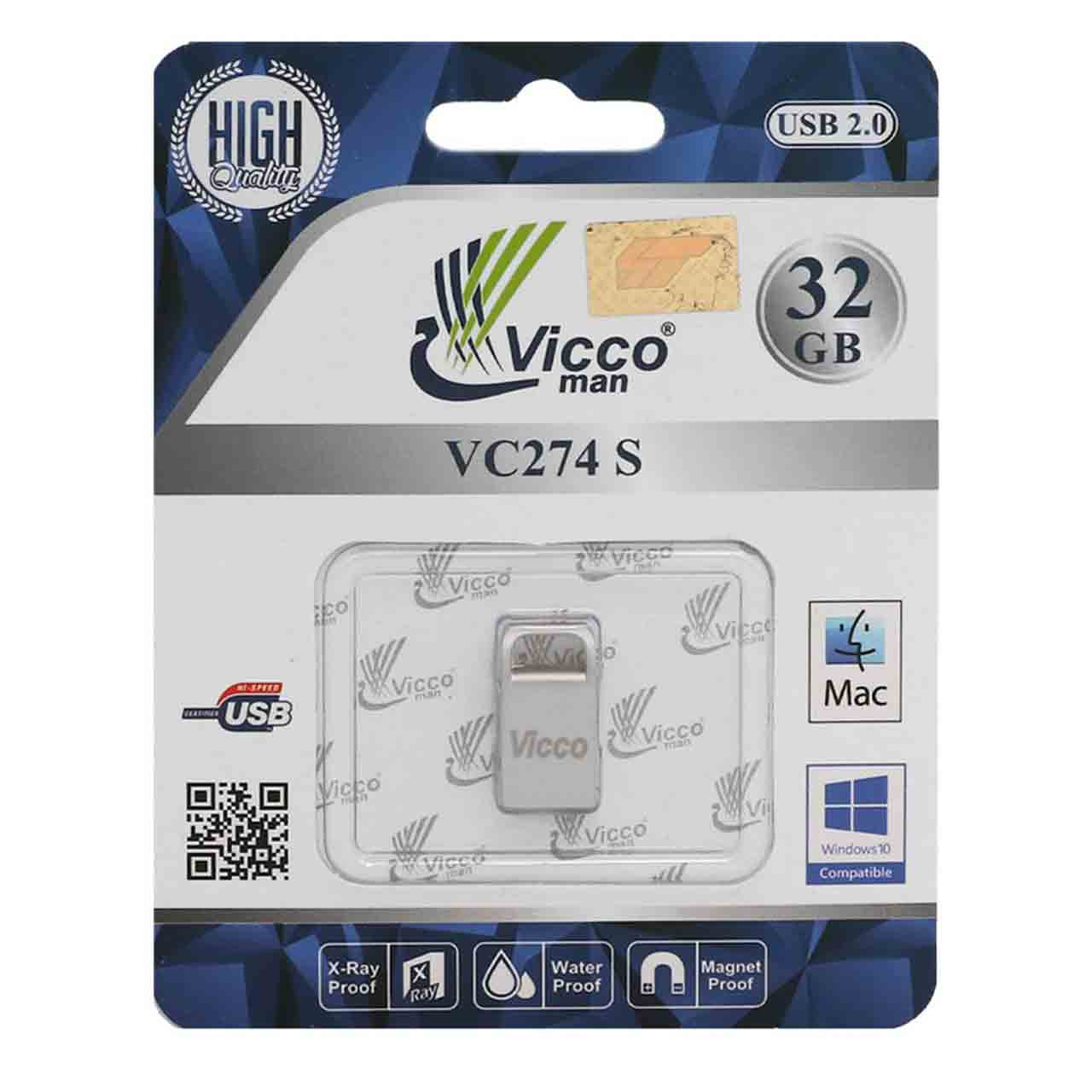 فلش 32GB USB2 Vicco man VC274 S نقره ای