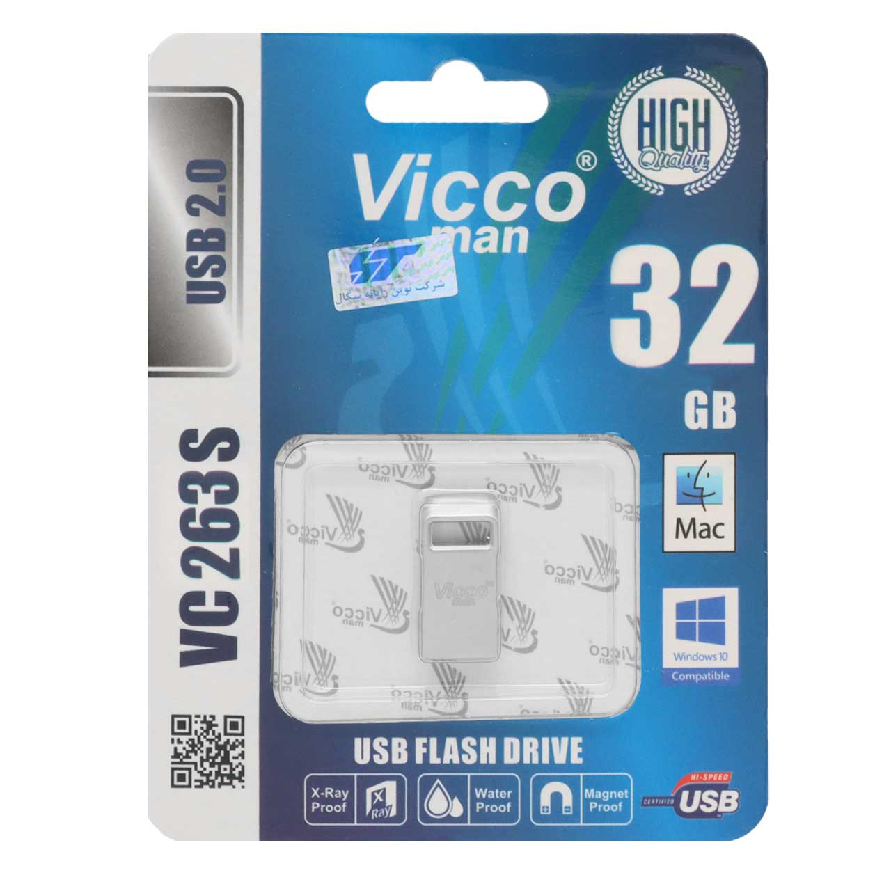 فلش 32GB USB2 Vicco VC263 S نقره ای