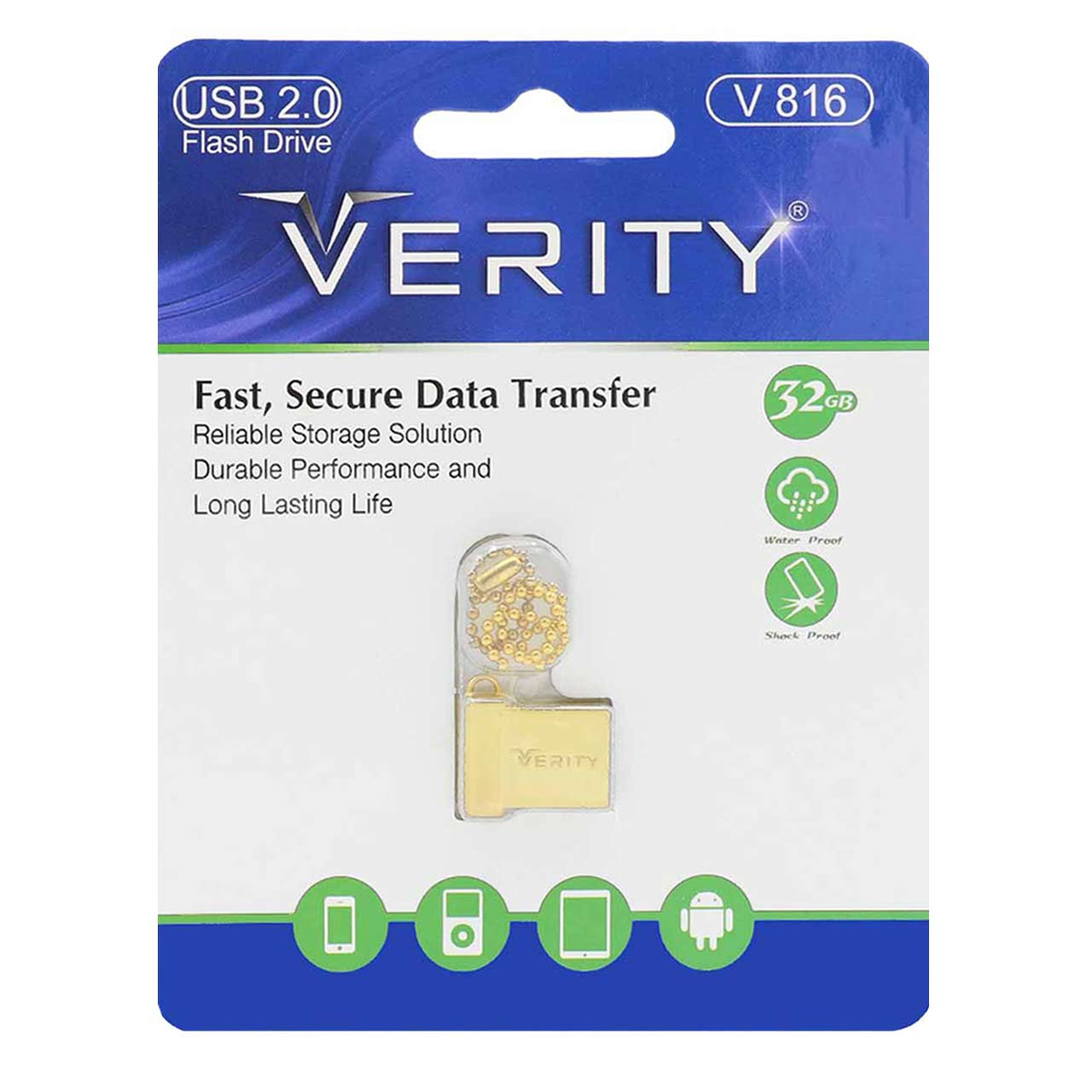 فلش 32GB USB2 Verity V816 طلایی